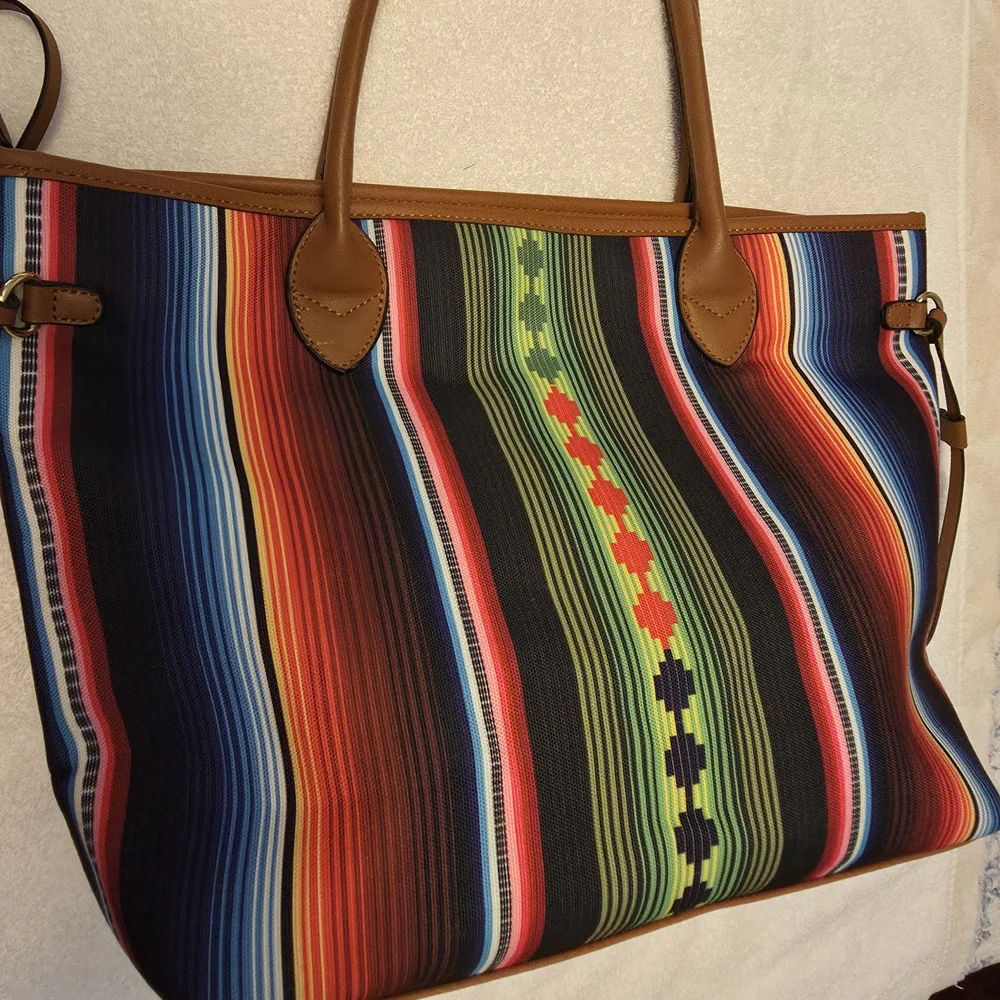 Colorful Striped Tote Bag - Picture 2 of 16